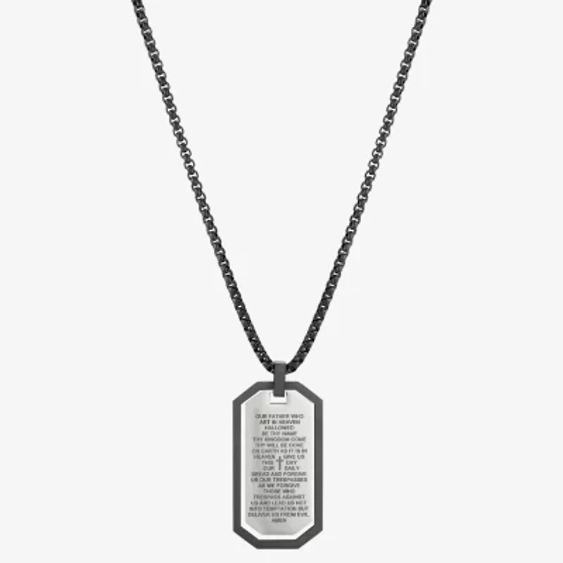 J.P. Army Men's Jewelry Stainless Steel 24 Inch Link Dog Tag Pendant Necklace