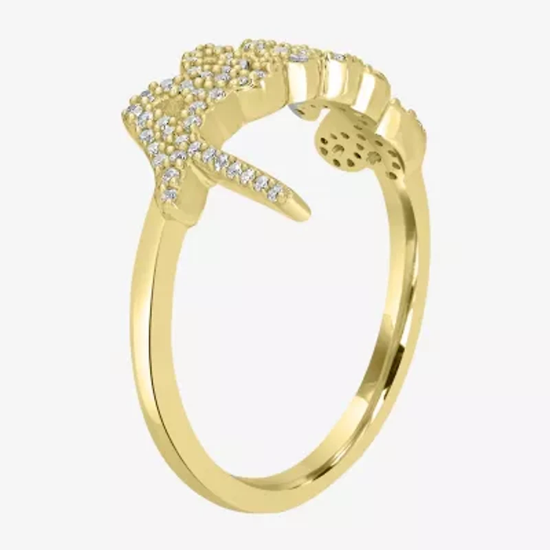 "Peace" Womens 1/5 CT. Natural White Diamond 14K Gold Delicate Stackable Ring