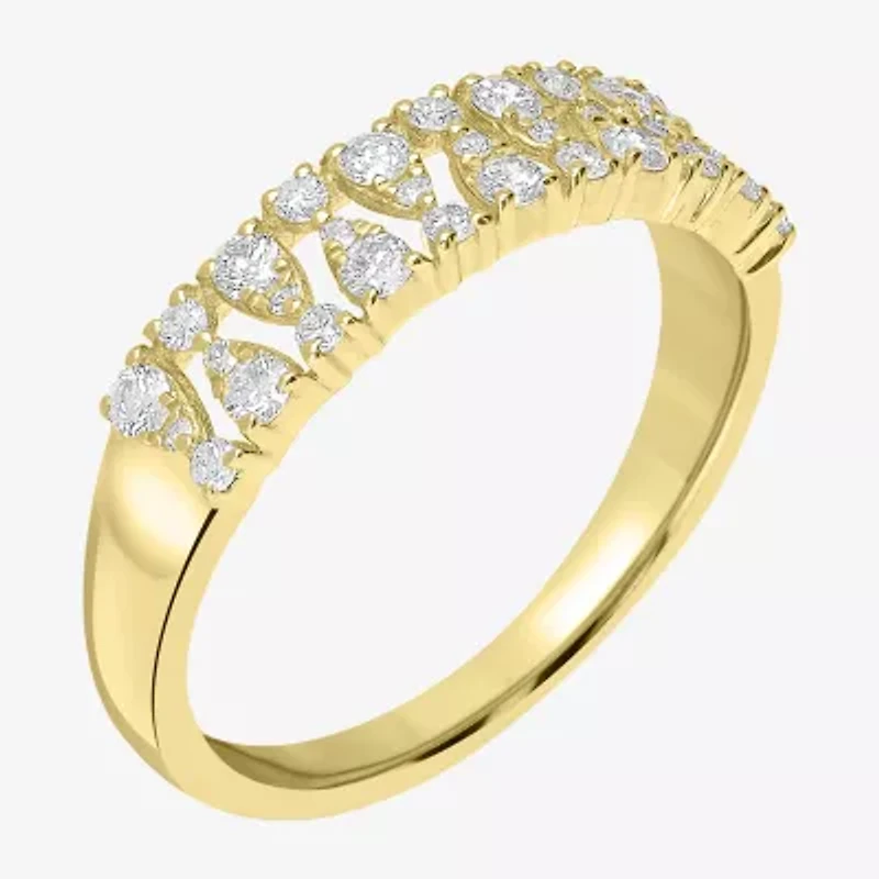 Womens 1/5 CT. Natural White Diamond 14K Gold Delicate Stackable Ring