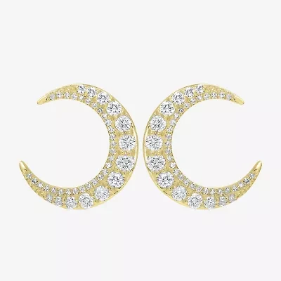 7/8 CT. T.W. Natural White Diamond 14K Gold 17.2mm Moon Stud Earrings