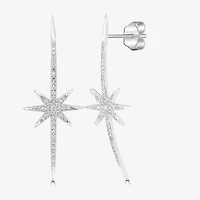 North Star Womens 3/8 CT. T.W. Natural White Diamond 14K White Gold Star Drop Earrings