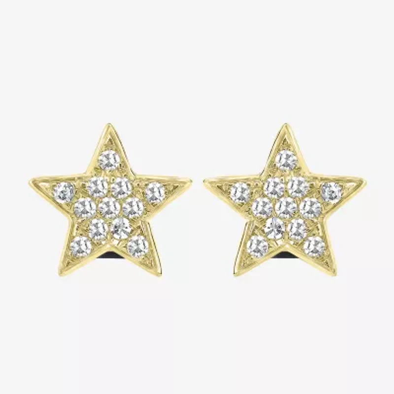 1/10 CT. T.W. Natural White Diamond 14K Gold 6mm Star Stud Earrings
