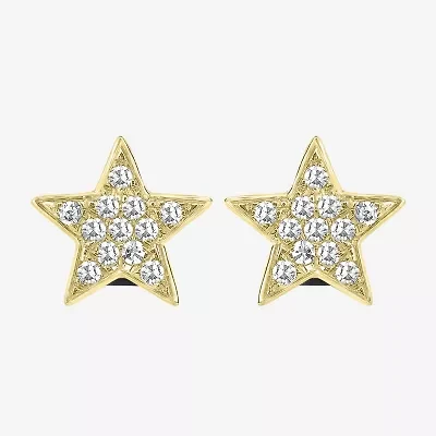 1/10 CT. T.W. Natural White Diamond 14K Gold 6mm Star Stud Earrings