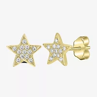 1/10 CT. T.W. Natural White Diamond 14K Gold 6mm Star Stud Earrings