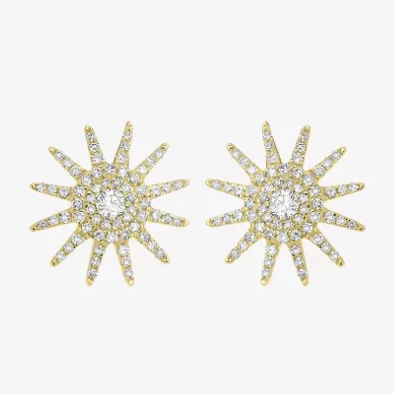 Starburst 3/8 CT. T.W. Natural White Diamond 14K Gold 12.5mm Star Stud Earrings
