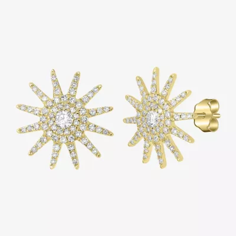 Starburst 3/8 CT. T.W. Natural White Diamond 14K Gold 12.5mm Star Stud Earrings
