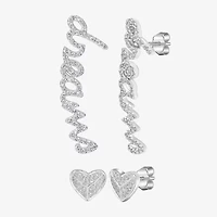 "Dreams" Mismatched 1/3 CT. T.W. Natural White Diamond 14K White Gold 27mm Heart Stud Earrings