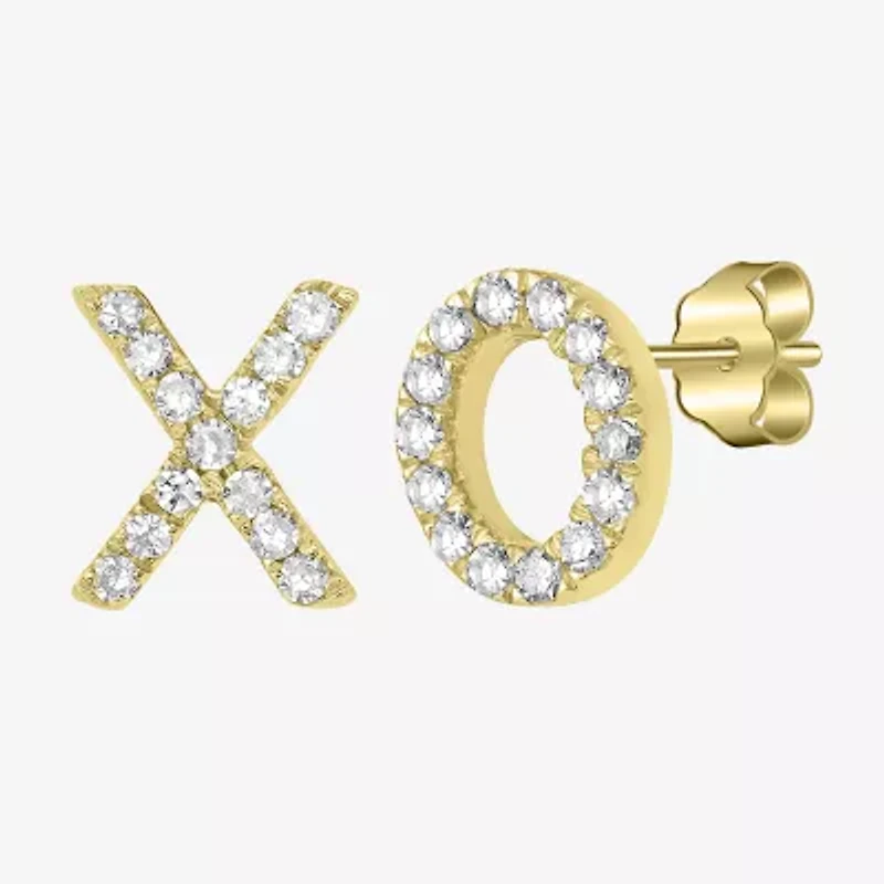 "X" & "O" Mismatched Diamond Accent Natural White Diamond 14K Gold 5.5mm Stud Earrings