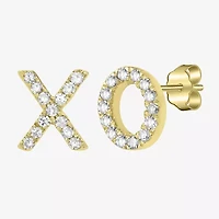 "X" & "O" Mismatched Diamond Accent Natural White Diamond 14K Gold 5.5mm Stud Earrings