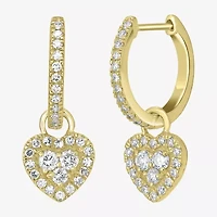 Womens 3/8 CT. T.W. Natural White Diamond 14K Gold 17mm Heart Hoop Earrings
