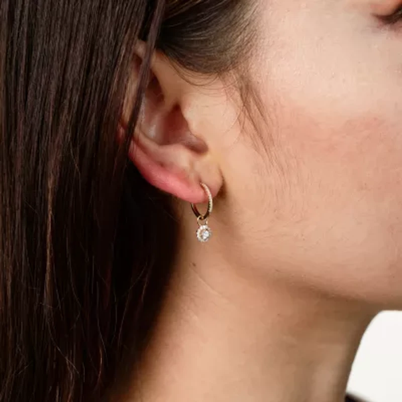 Womens 1/3 CT. T.W. Natural White Diamond 14K Gold 16mm Round Hoop Earrings