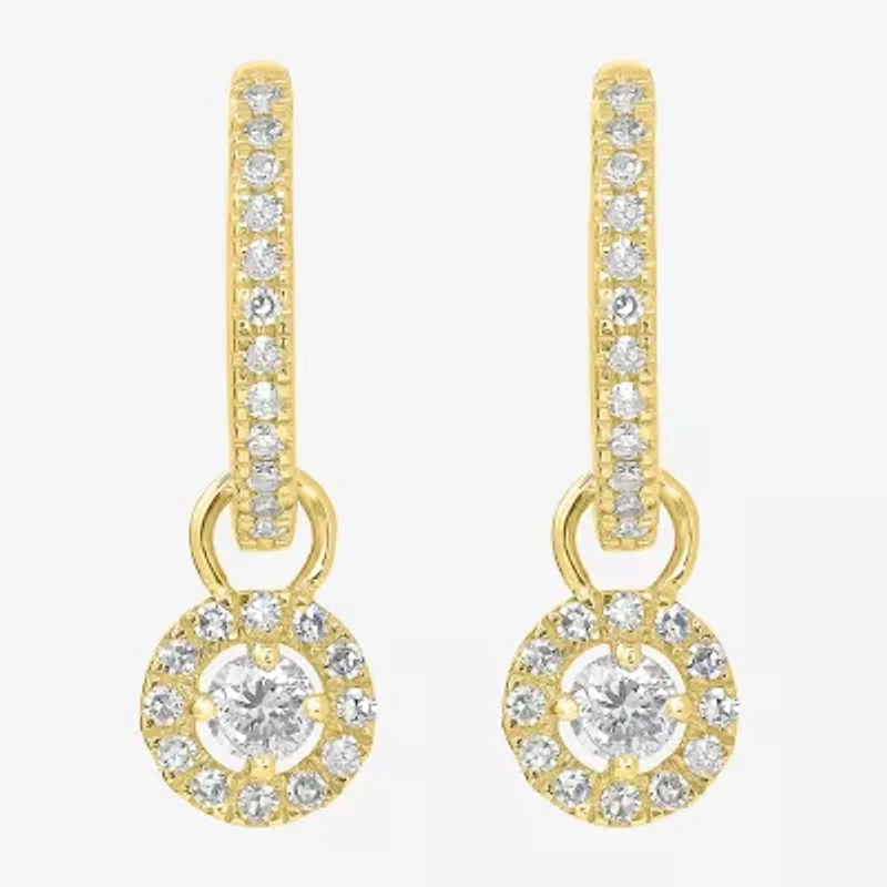 Womens 1/3 CT. T.W. Natural White Diamond 14K Gold 16mm Round Hoop Earrings