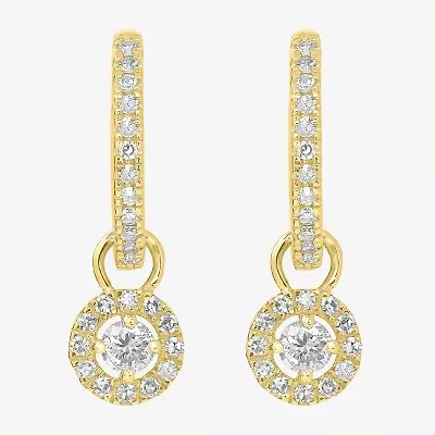 Womens 1/3 CT. T.W. Natural White Diamond 14K Gold 16mm Round Hoop Earrings