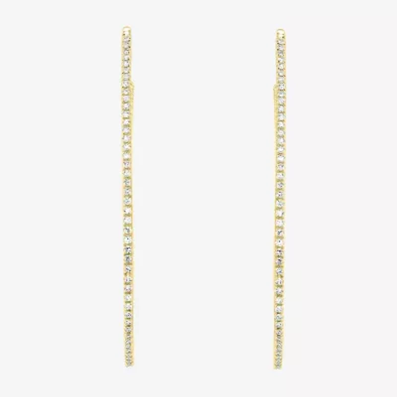Womens 5/8 CT. T.W. Natural White Diamond 14K Gold 39.9mm Pear Hoop Earrings