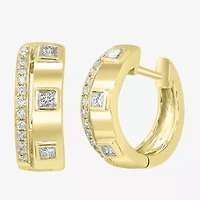 Womens 1/3 CT. T.W. Natural White Diamond 14K Gold 14mm Hoop Earrings