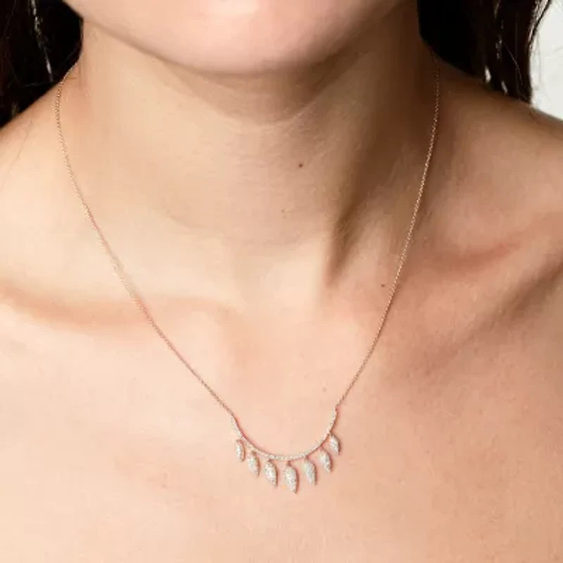 Womens 1/2 CT. T.W. Natural White Diamond 14K Gold 15 Inch Pendant Necklace