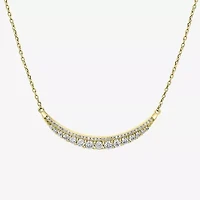 Bar Womens 3/4 CT. T.W. Natural White Diamond 14K Gold Bar Curved 15 Inch Pendant Necklace