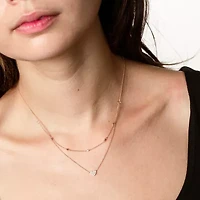 Double Layer Womens 1/8 CT. T.W. Natural White Diamond 14K Gold Heart 15 Inch Pendant Necklace