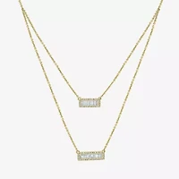Double Layer Womens 5/8 CT. T.W. Natural White Diamond 14K Gold Bar 15 Inch Pendant Necklace