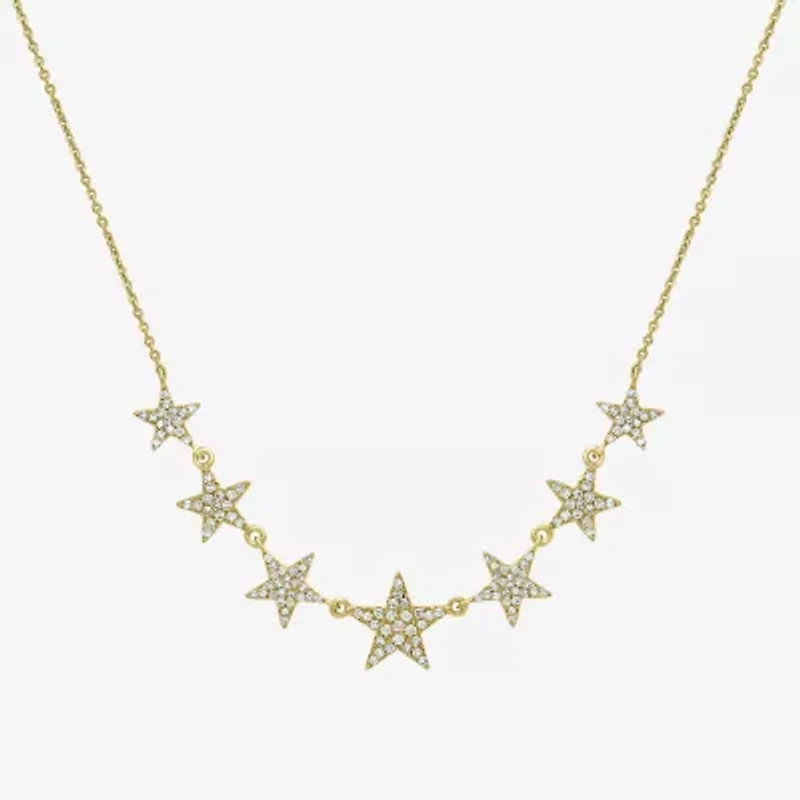 Womens 3/8 CT. T.W. Natural White Diamond 14K Gold Star 15 Inch Pendant Necklace