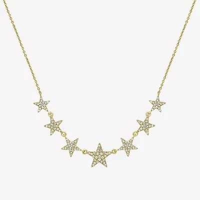 Womens 3/8 CT. T.W. Natural White Diamond 14K Gold Star 15 Inch Pendant Necklace