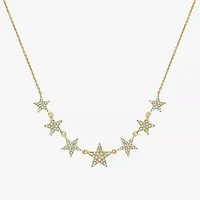 Womens 3/8 CT. T.W. Natural White Diamond 14K Gold Star 15 Inch Pendant Necklace