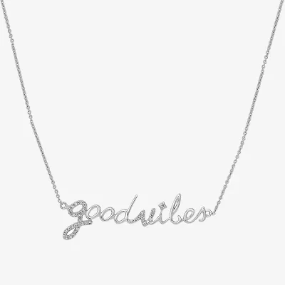 "Good Vibes" Womens 1/10 CT. T.W. Natural White Diamond 14K White Gold 15 Inch Pendant Necklace