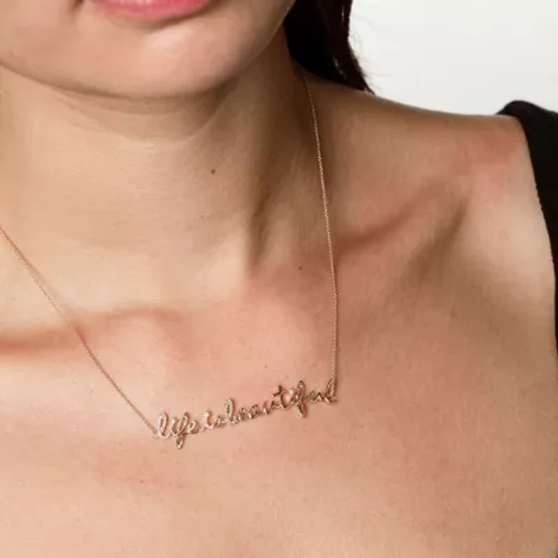 "Life Is Beautiful" Womens 1/8 CT. T.W. Natural White Diamond 14K Gold 15 Inch Pendant Necklace