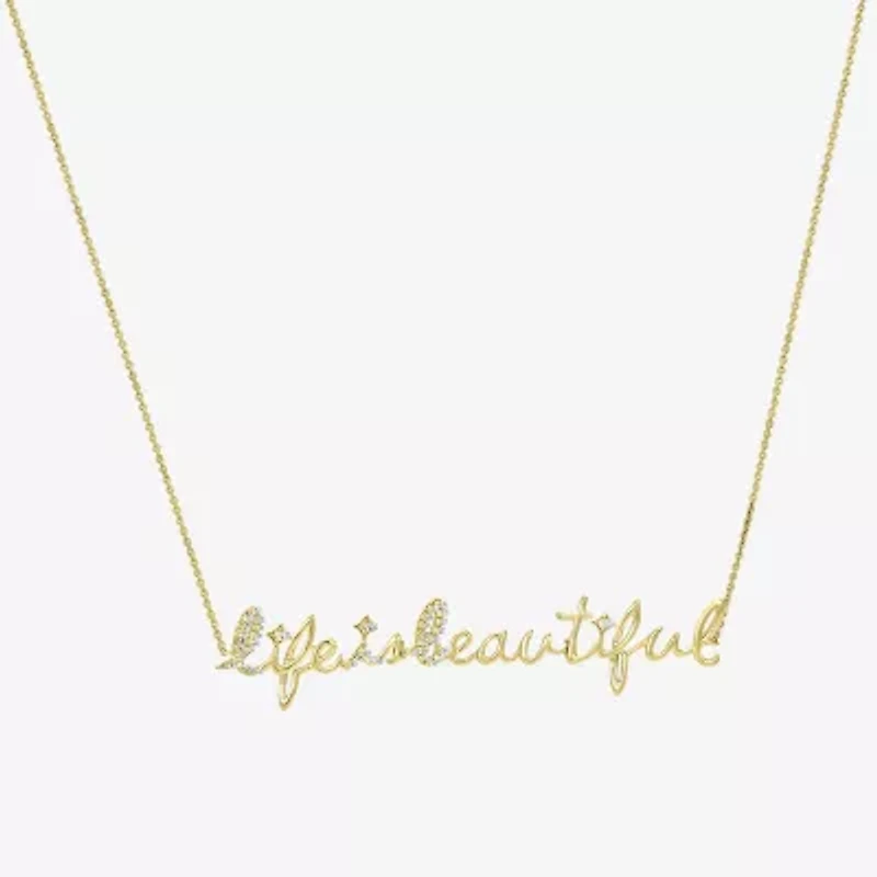 "Life Is Beautiful" Womens 1/8 CT. T.W. Natural White Diamond 14K Gold 15 Inch Pendant Necklace