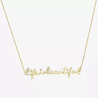 "Life Is Beautiful" Womens 1/8 CT. T.W. Natural White Diamond 14K Gold 15 Inch Pendant Necklace
