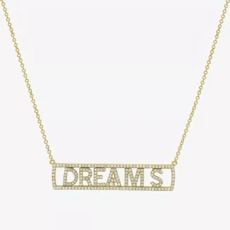 "Dreams" Womens 1/2 CT. T.W. Natural White Diamond 14K Gold Bar 15 Inch Pendant Necklace