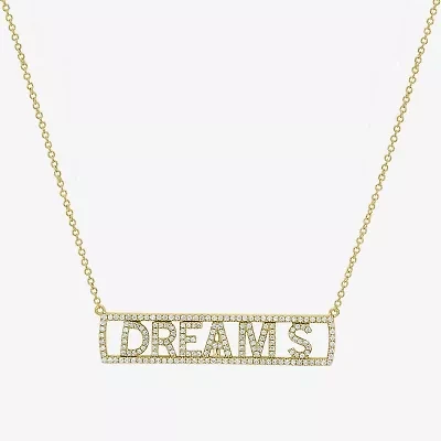 "Dreams" Womens 1/2 CT. T.W. Natural White Diamond 14K Gold Bar 15 Inch Pendant Necklace