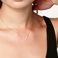V-Shaped Womens White Diamond 14K Gold 15 Inch Chevron Necklace
