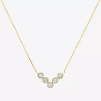 V-Shaped Womens White Diamond 14K Gold 15 Inch Chevron Necklace
