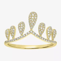 Womens 3/8 CT. T.W. Natural White Diamond 14K Gold Crown Delicate Stackable Ring