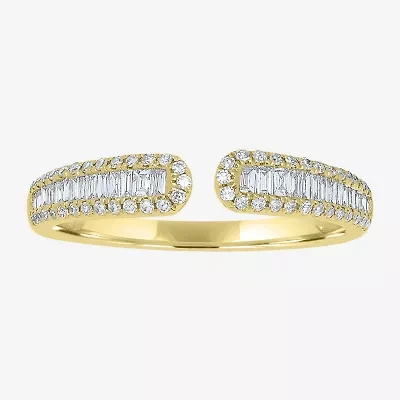 Open Edge Womens 1/3 CT. T.W. Natural White Diamond 14K Gold Delicate Stackable Ring