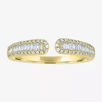 Open Edge Womens 1/3 CT. T.W. Natural White Diamond 14K Gold Delicate Stackable Ring