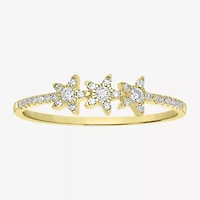 Triple Star Womens 1/6 CT. T.W. Natural White Diamond 14K Gold Delicate Stackable Ring