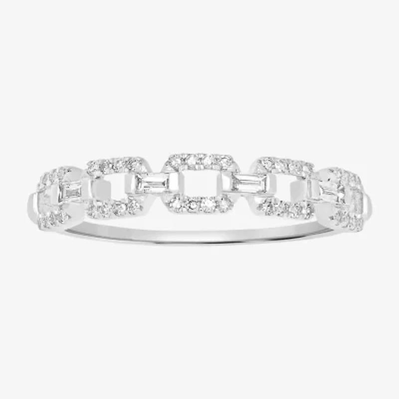 Link Womens 1/4 CT. T.W. Natural White Diamond 14K Gold Delicate Stackable Ring