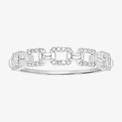 Link Womens 1/4 CT. T.W. Natural White Diamond 14K Gold Delicate Stackable Ring