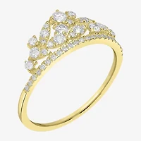 Womens 1/2 CT. T.W. Natural White Diamond 14K Gold Crown Cluster Delicate Stackable Ring