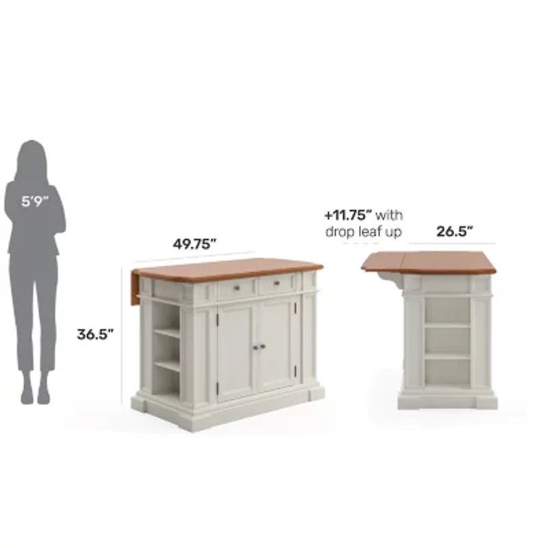 Homestyles Americana Drop Leaf Wood-Top Kitchen Island