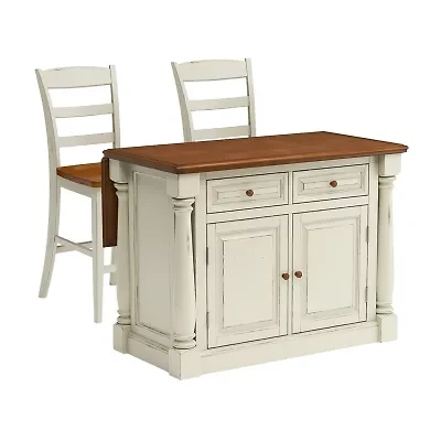 Homestyles Monarch Drop Leaf Wood-Top Kitchen Island Set