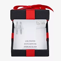 Yes, Please! Womens Lab Created White Sapphire Sterling Silver 2 Pair Earring Set