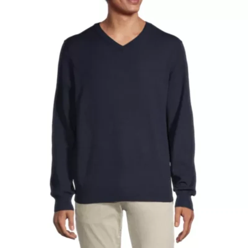 Stafford 100% Merino Wool Mens V Neck Long Sleeve Pullover Sweater