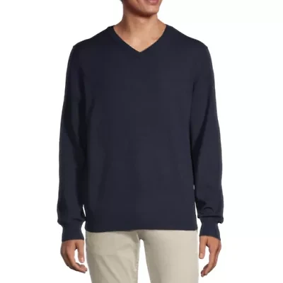 Stafford 100% Merino Wool Mens V Neck Long Sleeve Pullover Sweater