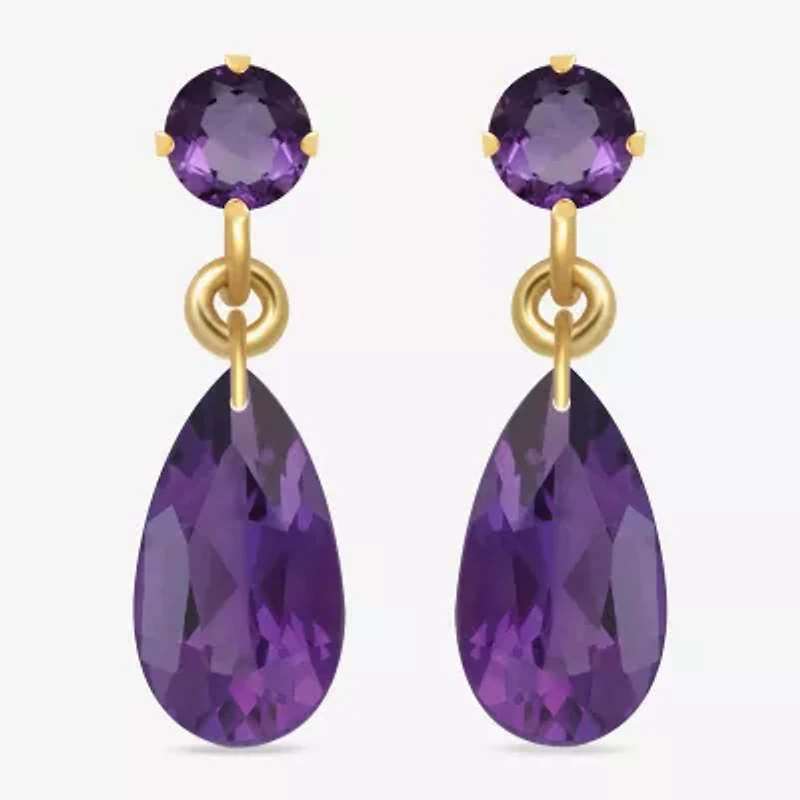 Gemstone 10K Gold Drop Pear Earrings