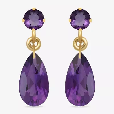 Gemstone 10K Gold Drop Pear Earrings