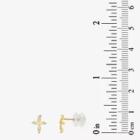 Girls 14K Yellow Gold Cubic Zirconia Cross Stud Earrings