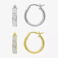 Inside-Out Crystal Hoop Earrings 2-Pair Set